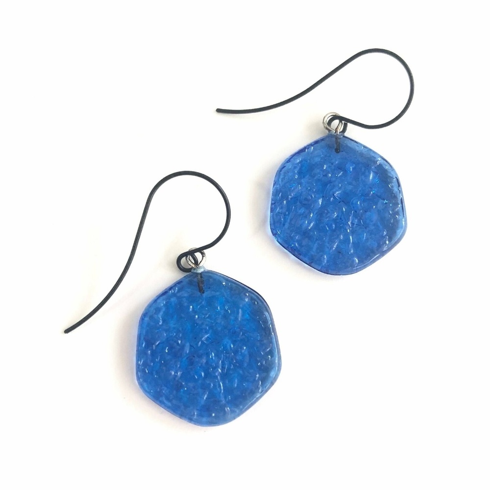 Leetie Lovendale Aqua Stained Glass Drop Earrings